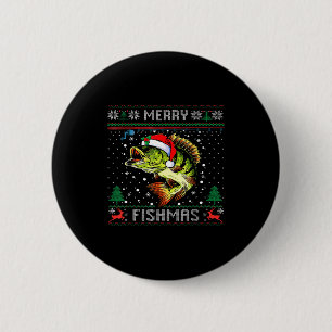 Merry Fishmas B Fish Fishing Christmas Ugly Sweate 6 Cm Round Badge