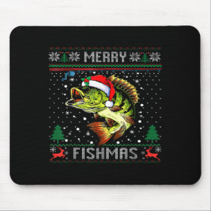 Merry Fishmas B Fish Fishing Christmas Ugly Sweate Mouse Mat