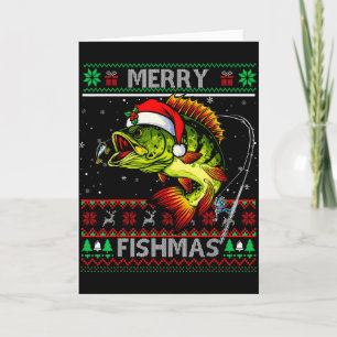 Merry Fishmas B Fish Fishing Christmas Ugly Xmas  Card