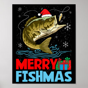 Merry Fishmas Christmas Fishing Holiday Poster