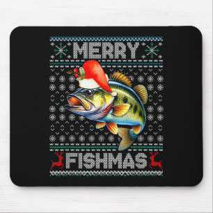 Merry Fishmas Christmas Holiday Santa Fishing Xmas Mouse Mat