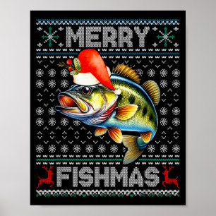 Merry Fishmas Christmas Holiday Santa Fishing Xmas Poster