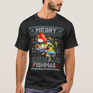 Merry Fishmas Christmas Holiday Santa Fishing Xmas T-Shirt