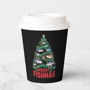 Merry Fishmas Christmas Tree Lights Fish Fishing  Paper Cups