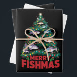 Merry Fishmas Christmas Tree Lights Fish Fishing  Wrapping Paper Sheet<br><div class="desc">Merry Fishmas Christmas Tree Lights Fish Fishing Rod</div>