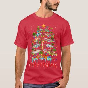 Merry Fishmas Christmas Tree Lights T-Shirt