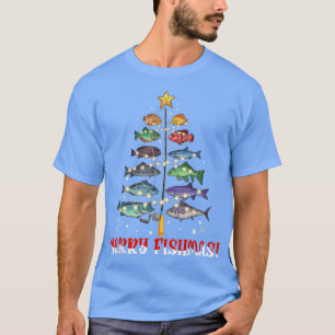 Merry Fishmas Christmas Tree Merry Xmas Fishing Lo T-Shirt