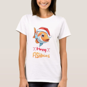 Merry Fishmas Cute Pet Lover Sea Santa Fish T-Shirt