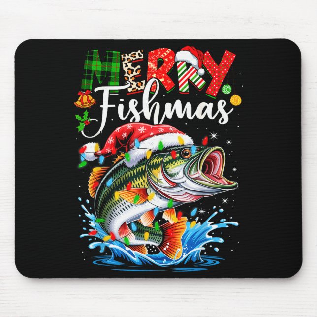 Merry Fishmas Fish Fishing Merry Xmas Christmas Me Mouse Mat (Front)