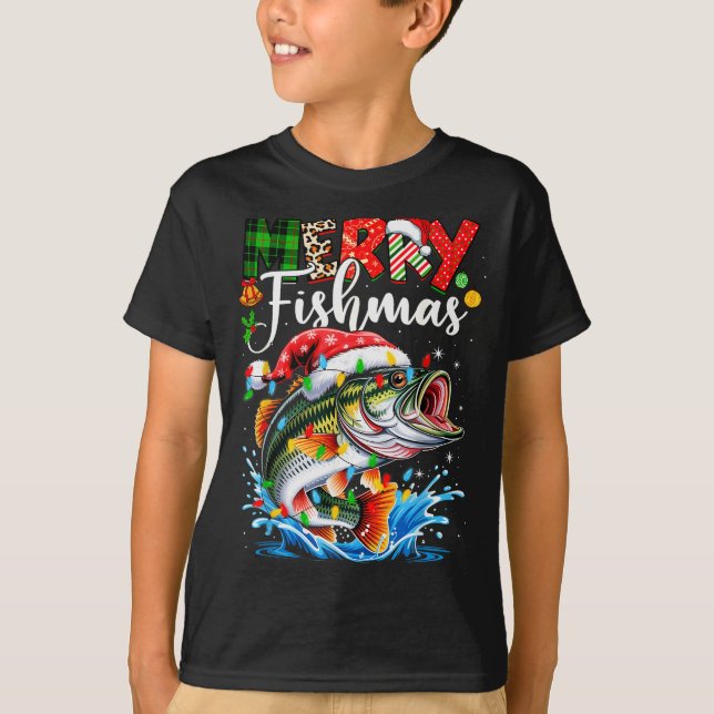 Merry Fishmas Fish Fishing Merry Xmas Christmas Me T-Shirt (Front)