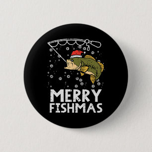 Merry Fishmas Fish Fishing Xmas Christmas Dad Men 6 Cm Round Badge