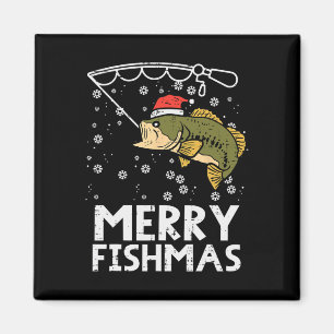 Merry Fishmas Fish Fishing Xmas Christmas Dad Men Magnet