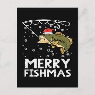 Merry Fishmas Fish Fishing Xmas Holiday Postcard