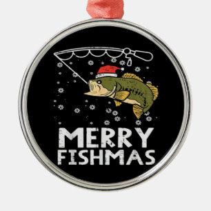 Merry Fishmas Fish Fishing Xmas Metal Tree Decoration