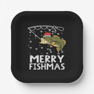 Merry Fishmas Fish Fishing Xmas Paper Plate