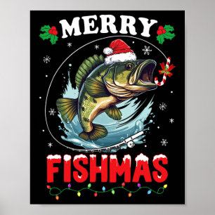 Merry Fishmas Fish Funny Fishing Christmas Dad Men Poster