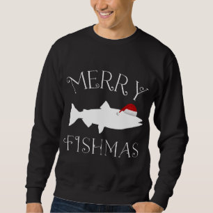Merry Fishmas Fish Santa Hat Christmas Sweatshirt