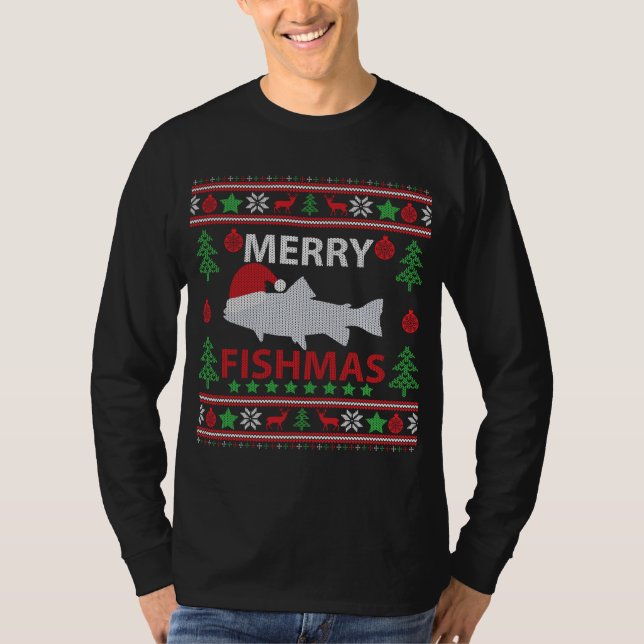 Merry Fishmas Fishing Ugly Christmas Sweater (Front)