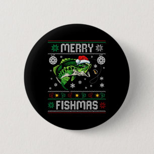 Merry Fishmas Fun Fish Fishing Fisherman Ugly Chri 6 Cm Round Badge