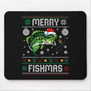 Merry Fishmas Fun Fish Fishing Fisherman Ugly Chri Mouse Mat