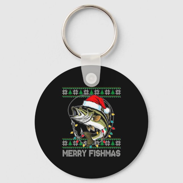 Merry Fishmas Funny B Fishing Christmas For Women  Key Ring (Front)