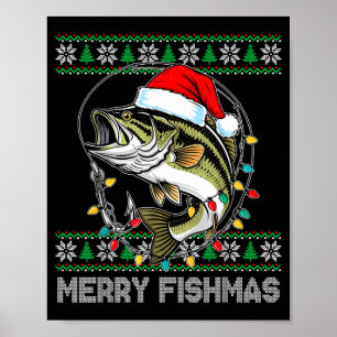 Merry Fishmas Funny B Fishing Christmas For Women Poster