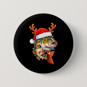 Merry Fishmas Funny B Fishing Christmas Santa Hat  6 Cm Round Badge