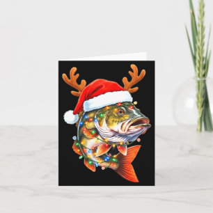 Merry Fishmas Funny B Fishing Christmas Santa Hat Card