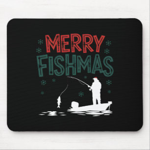 Merry Fishmas Funny Christmas Fisherman Holiday Fi Mouse Mat