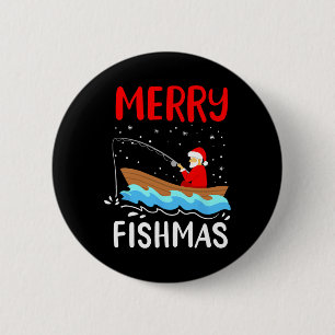Merry Fishmas Funny Christmas Santa Claus Fishing 6 Cm Round Badge