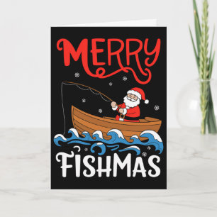 Merry Fishmas Funny Christmas Santa Claus Fishing  Card