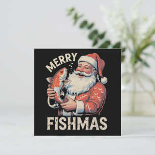 Merry Fishmas Funny Christmas Santa Claus Fishing  Holiday Card