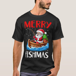 Merry Fishmas Funny Christmas Santa Claus Fishing T-Shirt