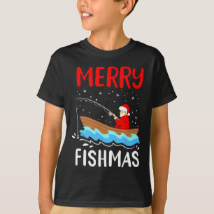 Merry Fishmas Funny Christmas Santa Claus Fishing T-Shirt