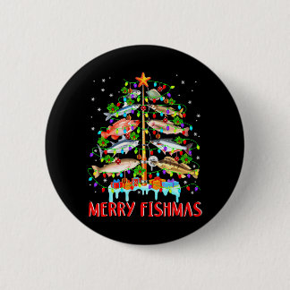 Merry Fishmas Funny Christmas Tree Lights Fish 6 Cm Round Badge