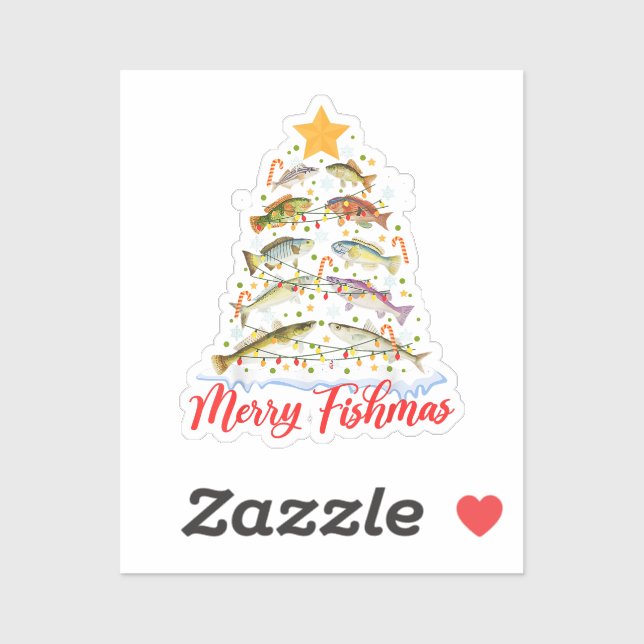 Merry Fishmas Funny Christmas Tree Lights Fish Fis (Sheet)