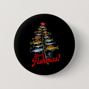 Merry Fishmas Funny Christmas Tree Lights Fish Fis 6 Cm Round Badge