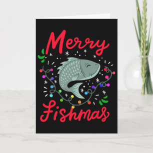 Merry Fishmas Funny Christmas Tree Lights Fish Fis Card