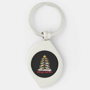Merry Fishmas Funny Christmas Tree Lights Fish Fis Key Ring