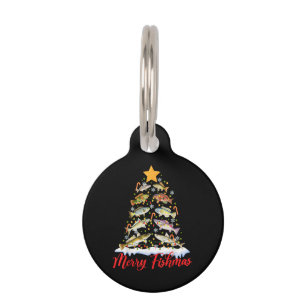 Merry Fishmas Funny Christmas Tree Lights Fish Fis Pet Tag