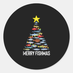 Merry Fishmas Funny Fish Christmas Fishing Xmas Classic Round Sticker