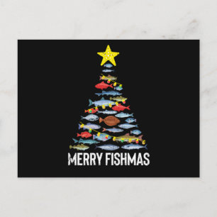 Merry Fishmas Funny Fish Christmas Fishing Xmas Postcard