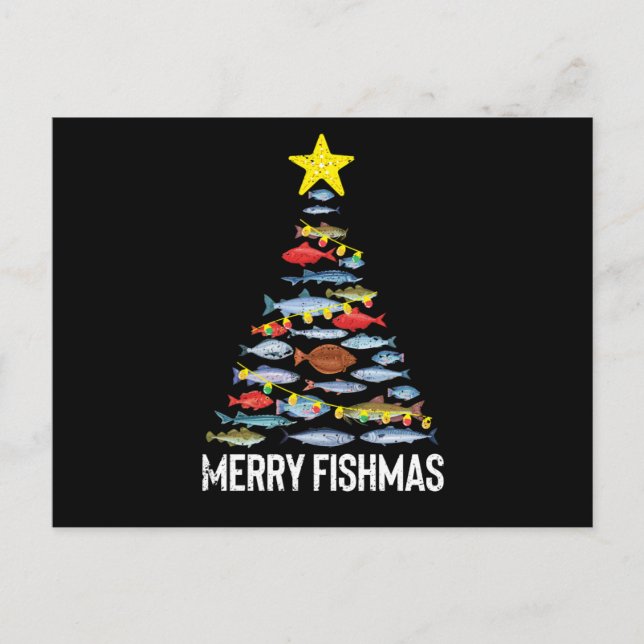 Merry Fishmas Funny Fish Christmas Fishing Xmas Postcard (Front)