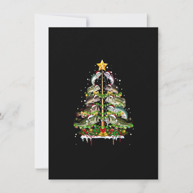 Merry Fishmas Funny Fish Christmas Tree Lights Fis Invitation (Front)