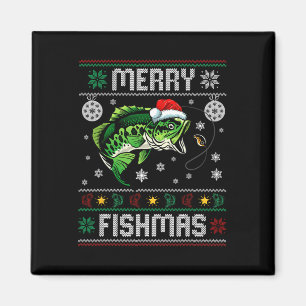 Merry Fishmas Funny Fish Fishing Fisherman Ugly Ch Magnet