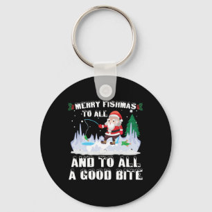 Merry Fishmas Funny Fish Fishing Fisherman Xmas Key Ring