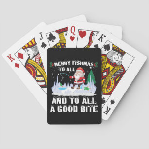 Merry Fishmas Funny Fish Fishing Fisherman Xmas Playing Cards