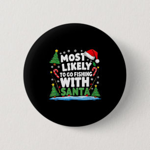 Merry Fishmas Funny Fish Santa Bigfoot Christmas F 6 Cm Round Badge