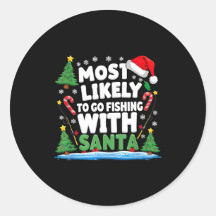 Merry Fishmas Funny Fish Santa Bigfoot Christmas F Classic Round Sticker