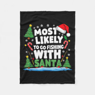 Merry Fishmas Funny Fish Santa Bigfoot Christmas F Fleece Blanket